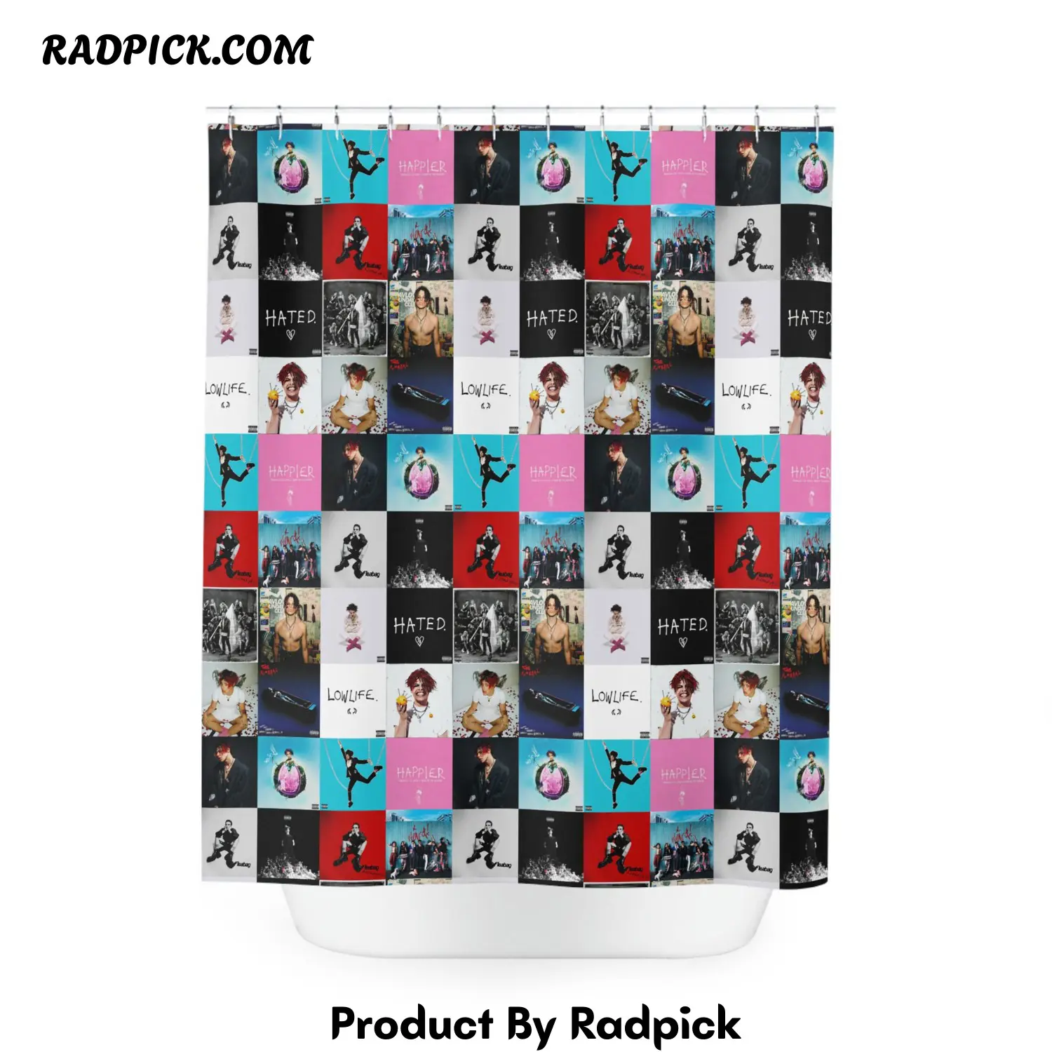 Yungblud album cover art collage polyester shower curtain rp3872